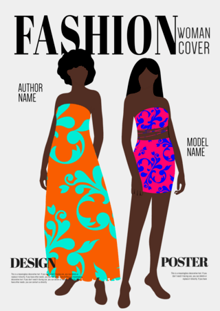 现代女性剪影海报模板_时尚模特杂志封面抽象模板