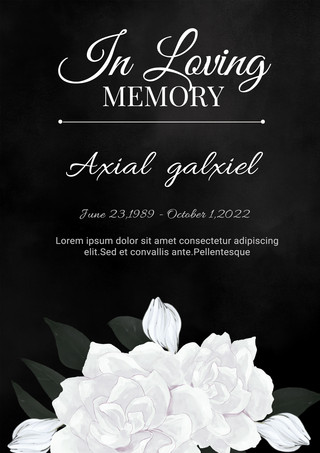 白色玫瑰花环海报模板_葬礼卡片死亡通知模板