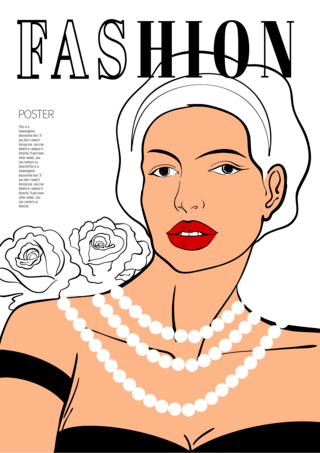 魅力女性海报模板_时装杂志封面抽象模板
