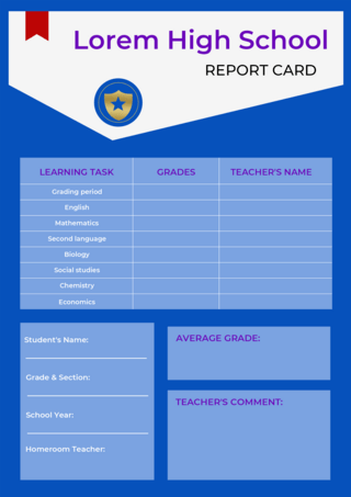 简单的图海报模板_学生成绩单现代学校蓝色