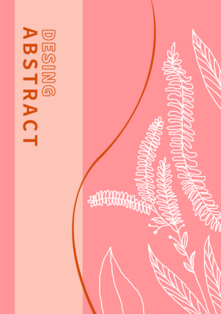 羽毛设计海报模板_花瓶花卉抽象几何粉色海报