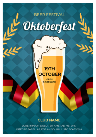 慕尼黑十月啤酒节海报模板_慕尼黑啤酒节餐饮蓝色海报