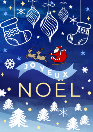 青海塔尔寺海报模板_圣诞节水彩风格蓝色贺卡
