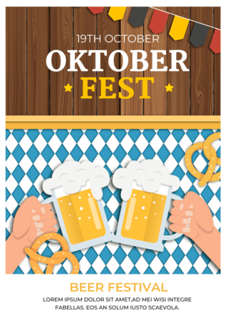 框白框海报模板_慕尼黑啤酒节蓝白格子海报