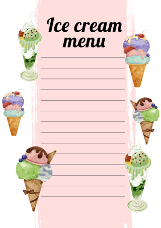 粉色樱桃背景海报模板_夏日冰淇淋菜单粉色海报
