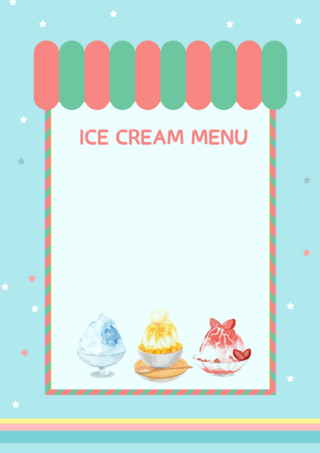 夏日冰淇淋菜单蓝色海报