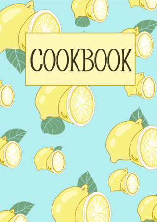 水果柠檬切片海报模板_食谱封面插画商务蓝色传单