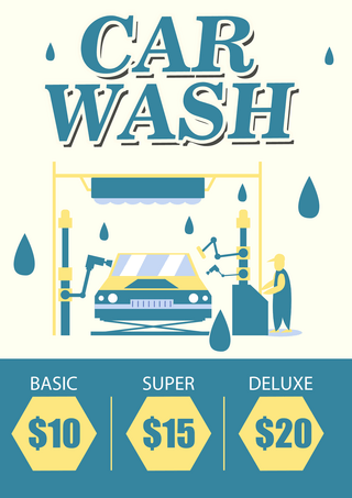自然生态环境海报模板_洗车服务蓝色模板海报