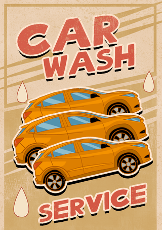 洗车服务浅棕色复古创意模板海报