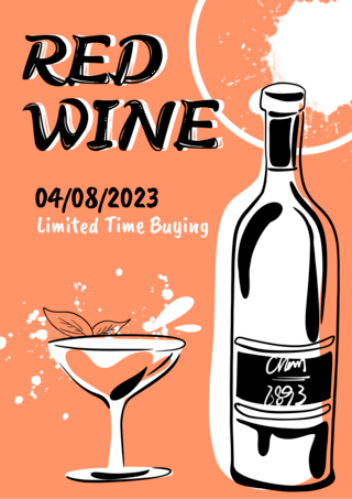 酒杯葡萄酒海报模板_红酒酒杯抽象海报