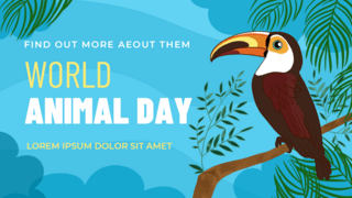 全球插画海报模板_世界动物日插画蓝色横幅