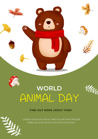 绿色的动物海报模板_世界动物日节日白色横幅