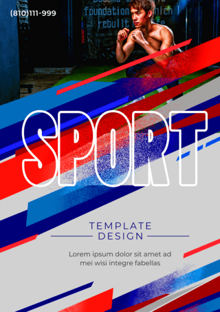 体育几何海报模板_抽象体育灰色红色传单
