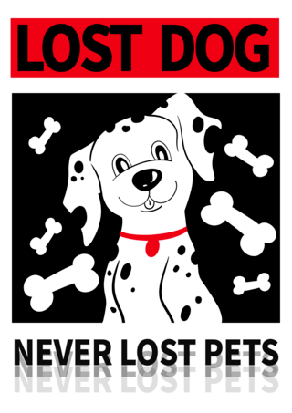 动物插画艺术海报模板_丢失狗狗卡通几何海报