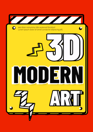 3d文字效果海报模板_创意3d磁盘3d文字效果现代简约海报