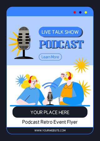 对话框聊天框海报模板_播客线上直播主题网页传单