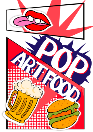 汉堡插画海报模板_流行艺术食品快餐海报
