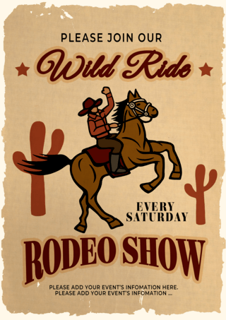 牛仔骑马表演复古风格人物海报