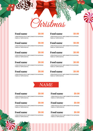 圣诞节菜单海报模板_圣诞节菜单粉色竖版模板