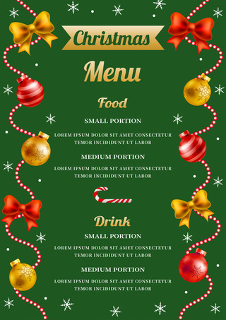圣诞节海报模板_圣诞节绿色创意菜单