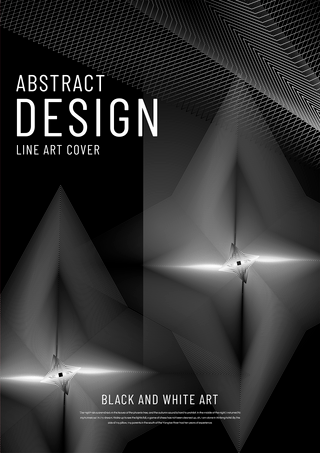 黑色几何形状海报模板_抽象风格封面黑白色海报