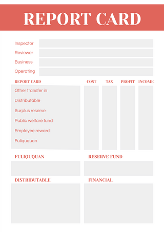表格报告卡橘红简约模板