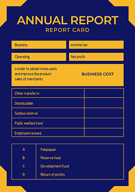 报告卡表格蓝色简约海报模板
