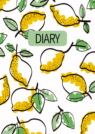 柠檬图案日记本抽象风格白色海报