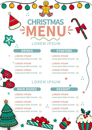 圣诞花环红色海报模板_冬天圣诞节特别菜单