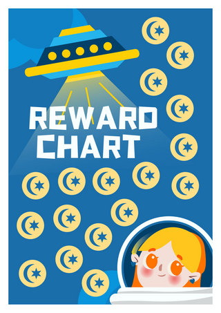 太空背景插画海报模板_儿童宇宙奖励表可爱卡通海报
