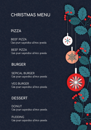 灯笼矢量图海报模板_圣诞节菜单传单模板