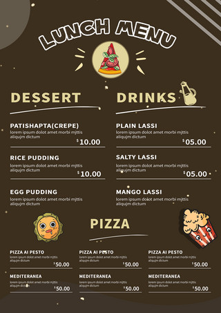 食品菜单设计海报模板_美味食物午餐菜单