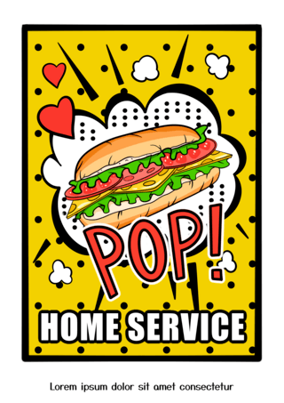 汉堡插画海报模板_食品波普艺术海报