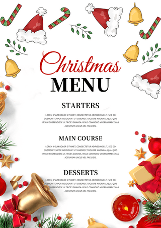 外婆菜午餐肉海报模板_圣诞节装饰餐饮红色菜单