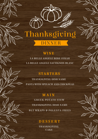 感恩节元素海报模板_感恩节菜单木纹风格棕色模版