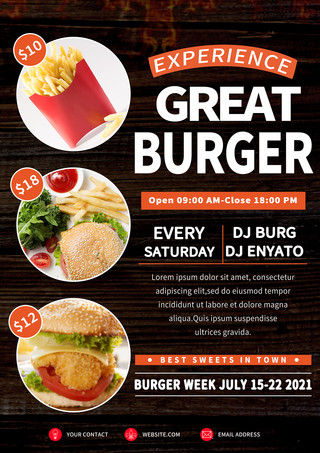 汉堡食品车或餐厅菜单传单模板