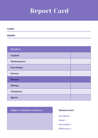 个人资料表格海报模板_报告卡表格简约紫色模板