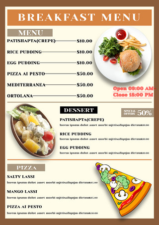 亚洲泰国海报模板_餐厅早餐菜单美食模板