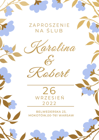 金色标签框海报模板_波兰婚礼邀请函花卉紫色金色模版