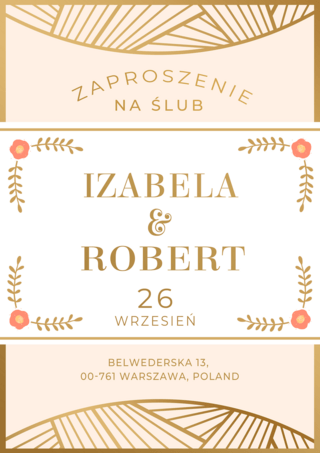 书法艺术背景海报模板_波兰婚礼邀请函装饰花纹金色模版
