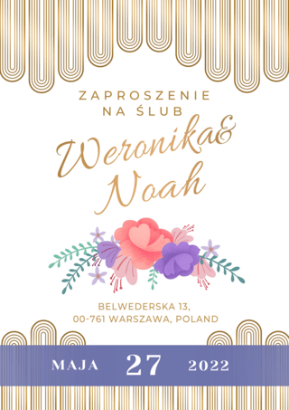 花纹装饰背景海报模板_波兰婚礼邀请函花卉金色花纹模版