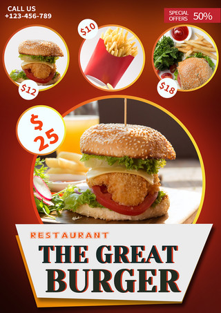 汉堡传单海报模板_汉堡传单餐厅传单模板