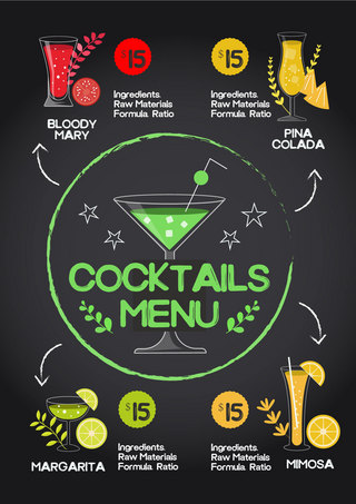 酒吧菜单海报模板_酒吧鸡尾酒饮料菜单模板