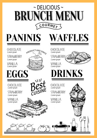 线稿背景海报模板_餐饮甜品食物菜单
