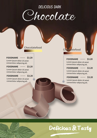 菜单广告海报模板_甜点巧克力菜单模板