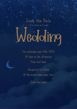 蓝色星空的背景海报模板_星空浪漫蓝色婚礼邀请函模板