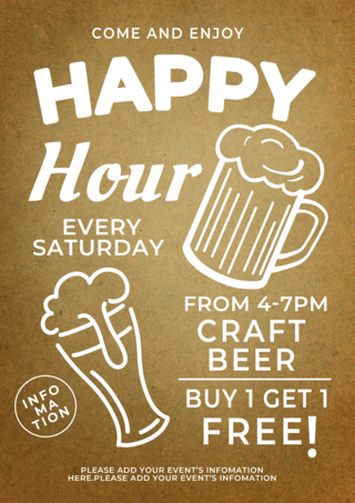 图标样式海报模板_欢乐时光酒吧啤酒促销复古风格模版