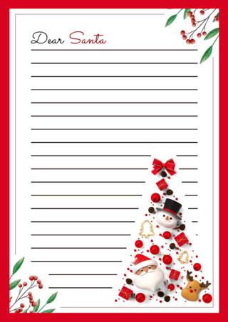 矢量圣诞树插画海报模板_圣诞信纸白色海报