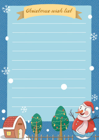 蓝色list海报模板_圣诞节心愿清单模板