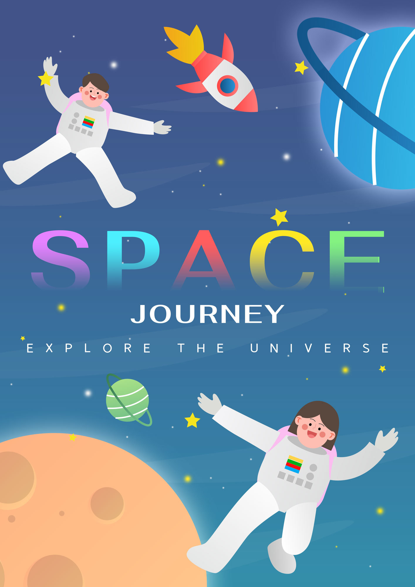 宇宙太空旅游时代卡通模板图片
